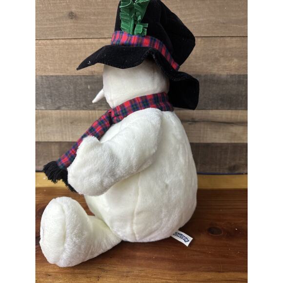1997 Snowden Plush Snowman 22" Tall Black Top Hat Red Plaid Scarf Christmas - Picture 7 of 7
